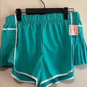 Free people movement Vibrant Teal Women's Shorts with White Accents. Size S
